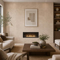 Tuscany Platinum 24x24 Honed Travertine Tile — Living Room feature wall
