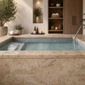 Tuscany Porcini 12x24 HUFB Travertine Pool Coping — Spa spa edge coping