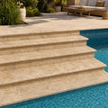 Tuscany Porcini 12x24 HUFB Travertine Pool Coping — Swimming Pool pool step edge