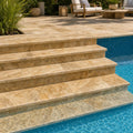 Tuscany Scabas 12x24 HUF 3CM Travertine Pool Coping — Swimming Pool pool step edge