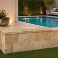 Tuscany Scabas 12x24 HUF 5CM Travertine Pool Coping — Swimming Pool raised bond beam cap