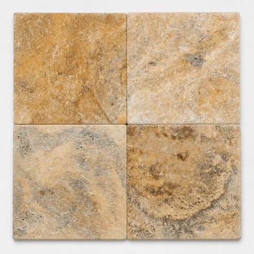 Tuscany Scabas 16x16 Tumbled Travertine Paver close-up