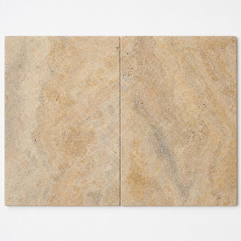 Tuscany Scabas 16x24 Tumbled Travertine Paver close-up