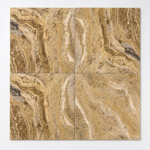 Tuscany Scabas 18x18 HF Travertine Tile close-up