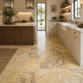 Tuscany Scabas 18x18 HF Travertine Tile — Kitchen floor