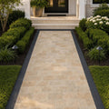 Tuscany Scabas 8x16 Tumbled Travertine Paver — Front Yard walkway
