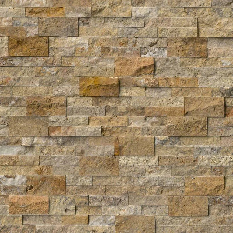Rockmount Stacked Stone Tuscany Scabas 6x24 Panel Splitface Travertine Ledger Stone