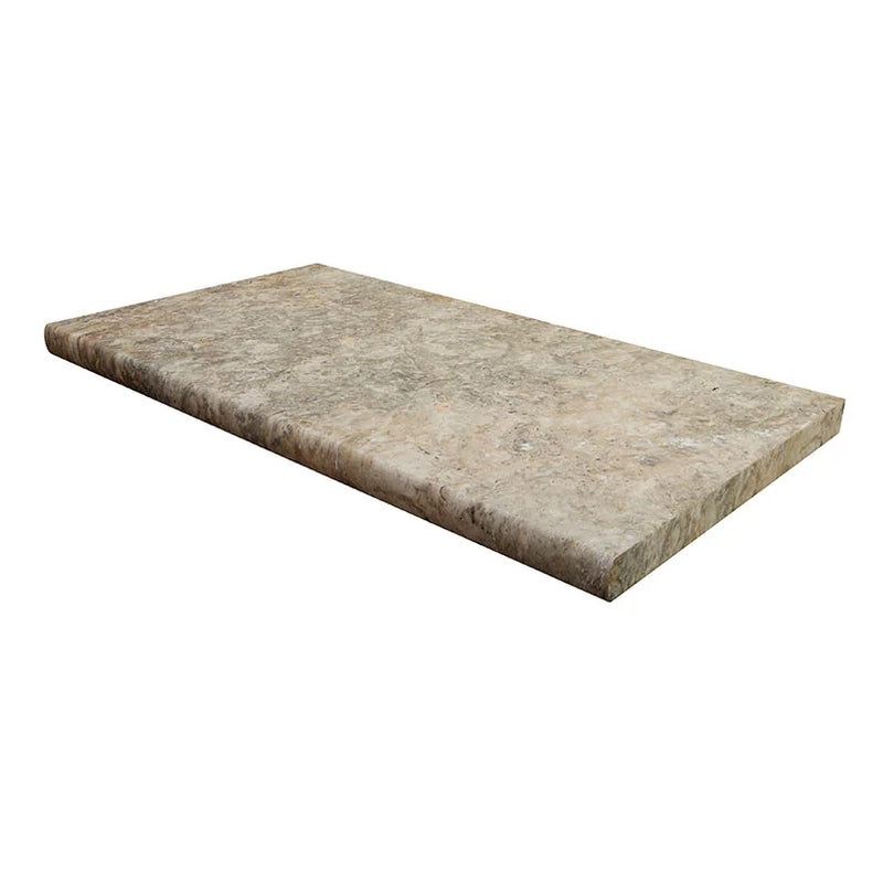 Tuscany Silver 12x24 Tumbled 3CM Travertine Pool Coping