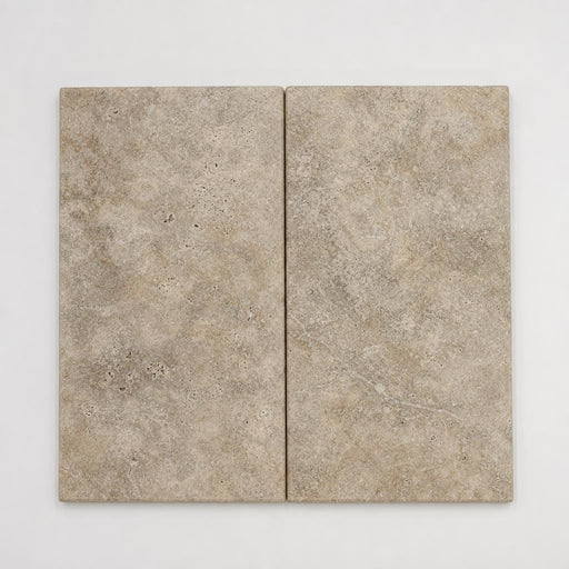 Tuscany Silver 12x24 Tumbled 3CM Travertine Pool Coping close-up