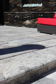 Tuscany Silver 12x24 HUFB 5CM Eased Edge Travertine Pool Coping