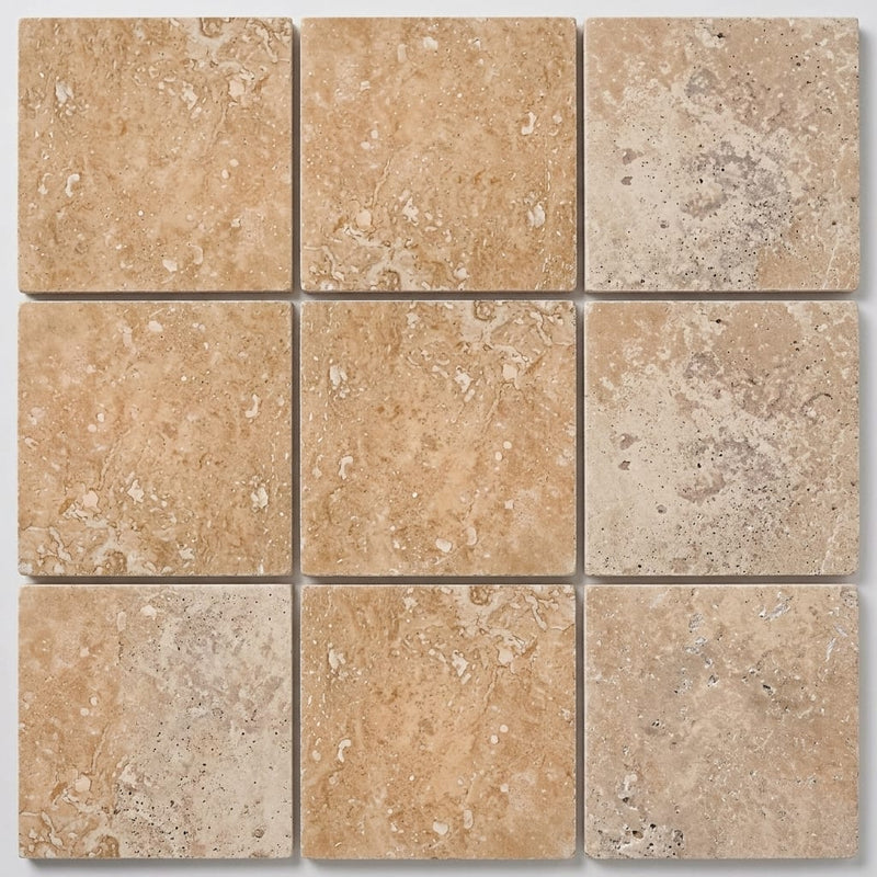 Tuscany Walnut 12x12 HF Travertine Tile close-up