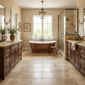 Tuscany Walnut 12x24 HF Travertine Tile — Primary Bath floor