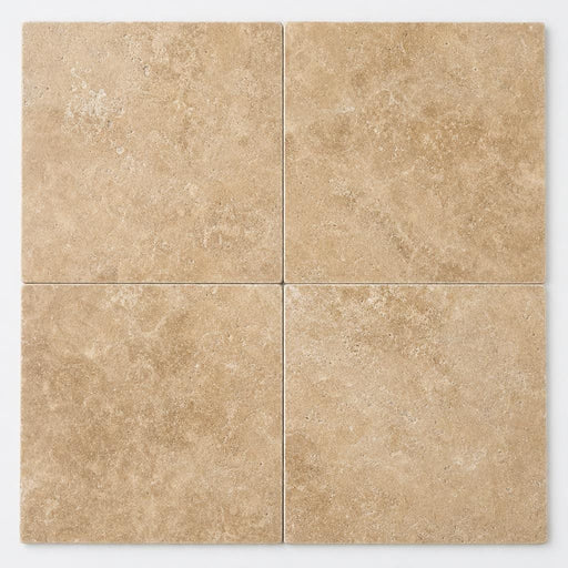 Tuscany Walnut 16x16 Tumbled Travertine Paver close-up