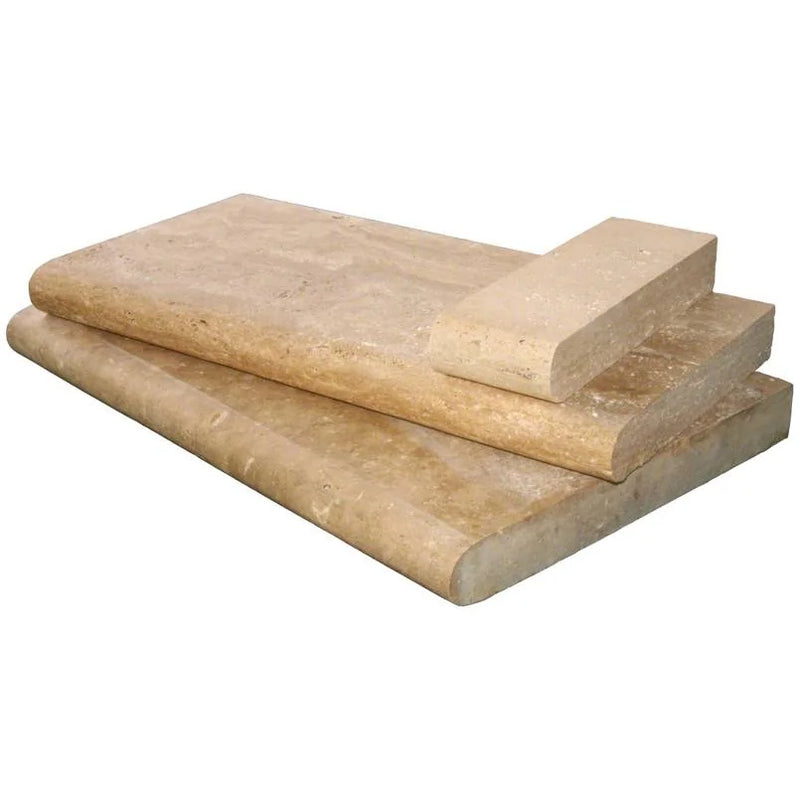 Tuscany Walnut 12x24 HUF 3CM Travertine Pool Coping