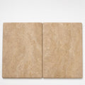 Tuscany Walnut 16x24 HUFB 5CM Eased Edge Travertine Pool Coping close-up