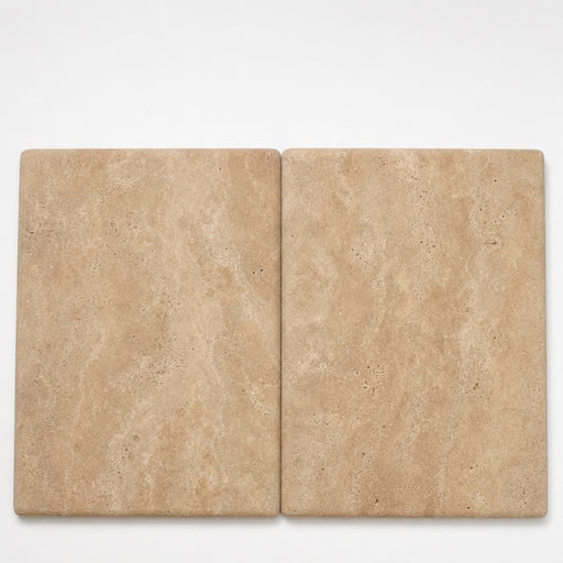 Tuscany Walnut 16x24 HUFB 5CM Eased Edge Travertine Pool Coping close-up