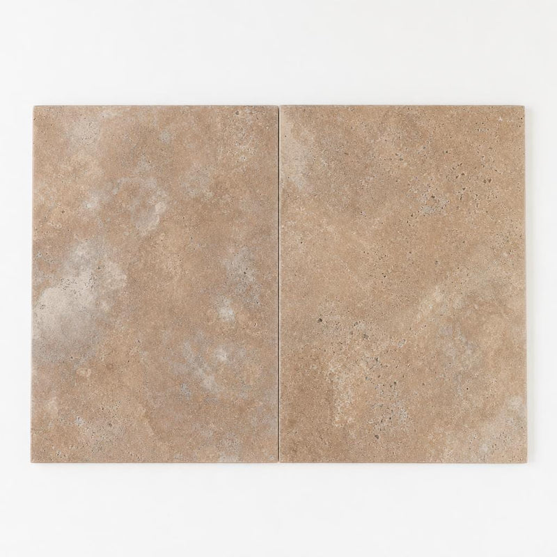 Tuscany Walnut 16x24 Tumbled Travertine Paver close-up