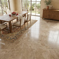 Tuscany Walnut 18x18 HF Travertine Tile — Dining Room floor