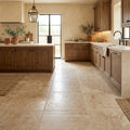 Tuscany Walnut 18x18 HF Travertine Tile — Kitchen floor