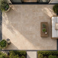 Tuscany Walnut 8x16 Tumbled Travertine Paver — Backyard patio