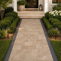 Tuscany Walnut 8x16 Tumbled Travertine Paver — Front Yard walkway