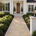 Tuscany Walnut 8x8 Tumbled Travertine Paver — Front Yard walkway