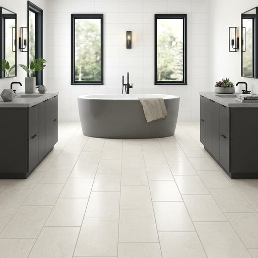 Unica Moon Matte 12x24 Porcelain Tile — Bathroom floor
