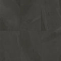 Rail Black matte porcelain tiles with subtle slate-like texture in a six-tile layout.