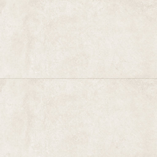 Two Unicom Oxid Titanium 24x48 matte porcelain tiles with a light beige mottled surface, arranged horizontally.