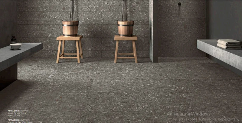 Unicom Pietra Di Gre Antracite 12x24 Matte Porcelain Plank