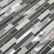 Urban Loft Interlocking Pattern Misc. 0.16 Inch Glass Stone Metal Blend Mosaic Tile