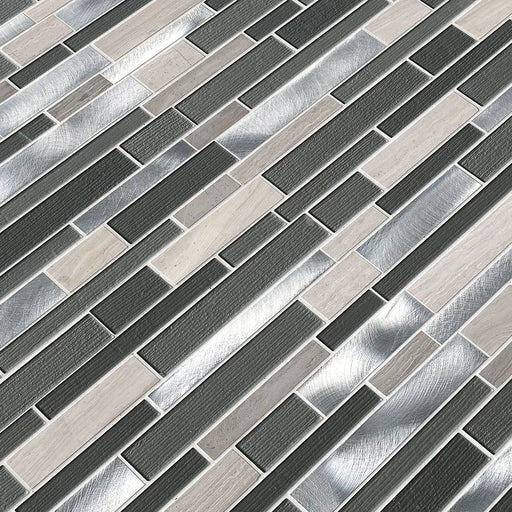 Urban Loft Interlocking Pattern Misc. 0.16 Inch Glass Stone Metal Blend Mosaic Tile