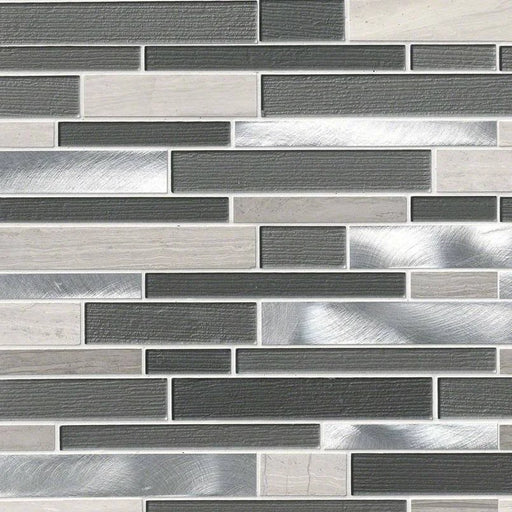 Urban Loft Interlocking Pattern Misc. 0.16 Inch Glass Stone Metal Blend Mosaic Tile