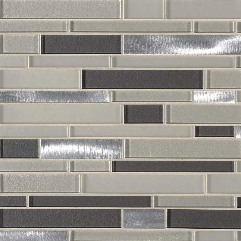 Urbanka Interlocking Pattern Misc. 0.24 Inch Glass Metal Mosaic Tile