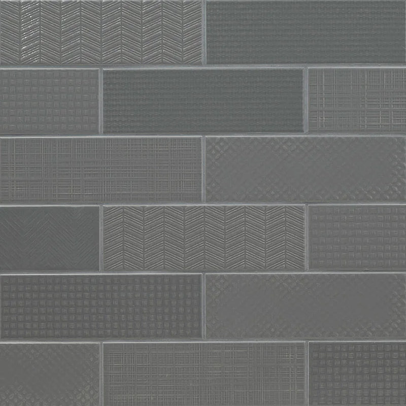 Urbano Graphite 3D Mix 4x12 Glossy Ceramic Tile