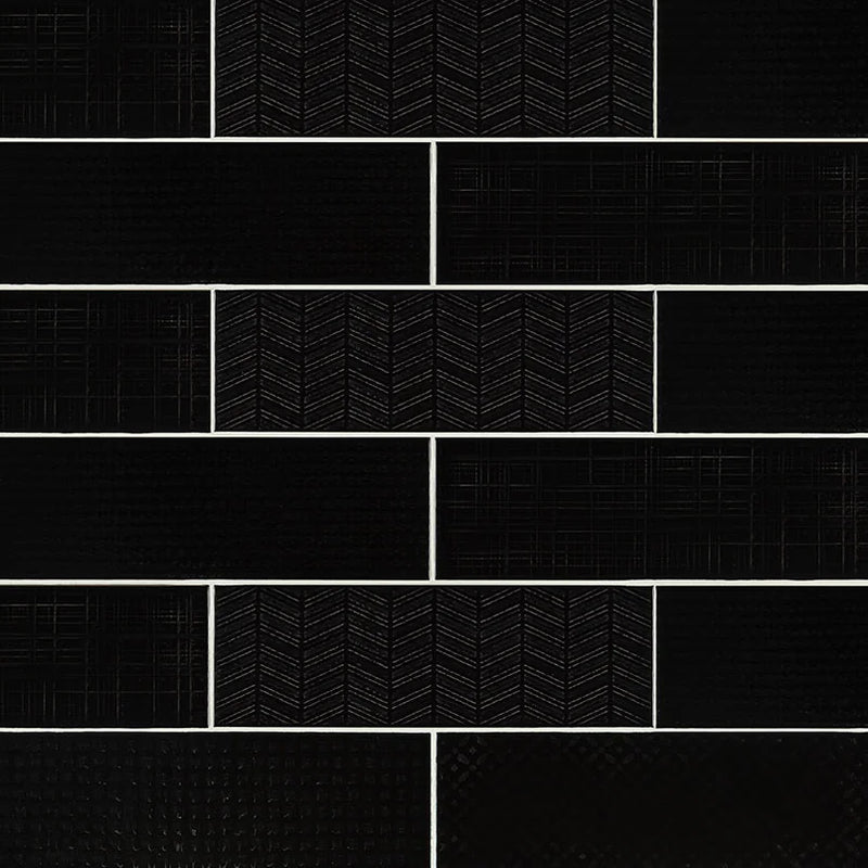 Urbano Ink 3D Mix 4x12 Glossy Ceramic Tile