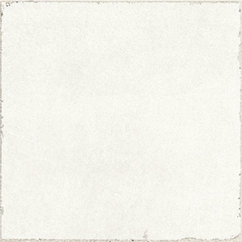 Valencia Blanco 7.9x7.9 matte ceramic tile with a white textured surface and subtle distressed edges.
