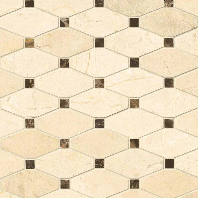 Valencia Blend Elongated Pattern Polished Marble Mosaic Tile