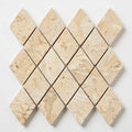 Valencia Travertine 1x2 Tumbled Travertine Diamond / Rhomboid Mosaic close-up