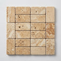 Valencia Travertine 1x2 Tumbled Travertine Herringbone Mosaic close-up