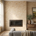 Valencia Travertine 1x2 Tumbled Travertine Herringbone Mosaic — Living Room accent wall