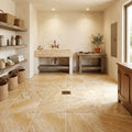 Valencia Travertine 12x12 Tumbled Travertine Tile — Basement floor