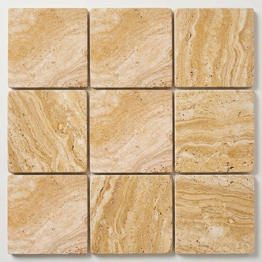 Valencia Travertine 12x12 Tumbled Travertine Tile close-up