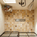 Valencia Travertine 2x2 Tumbled Travertine Mosaic — Bathroom shower floor