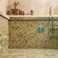 Valencia Travertine 2x2 Tumbled Travertine Mosaic — Swimming Pool pool interior tiling