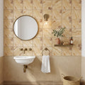 Valencia Travertine 4x4 Tumbled Travertine Tile — Powder Room wall
