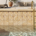 Valencia Travertine 4x4 Tumbled Travertine Tile — Swimming Pool waterline