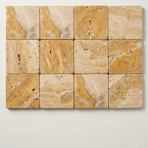 Valencia Travertine 6x6 Tumbled Travertine Tile close-up