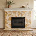 Valencia Travertine 6x6 Tumbled Travertine Tile — Living Room fireplace surround