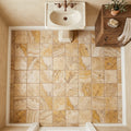 Valencia Travertine 6x6 Tumbled Travertine Tile — Powder Room floor